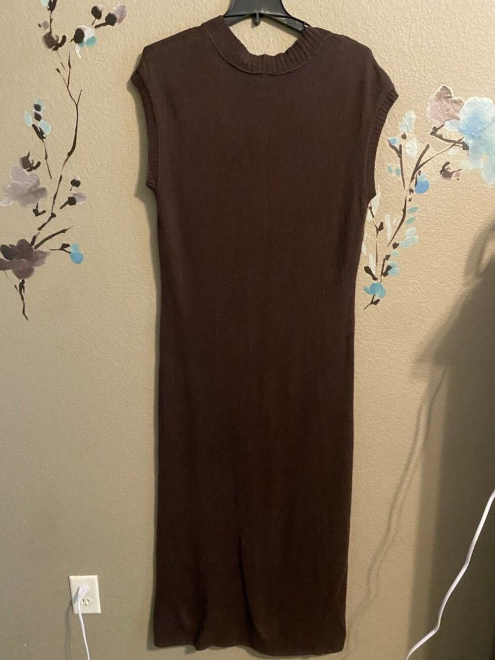 J.jill Cashmere Wool Blend Sweater Maxi Dress XL Tall In Espresso Cable Knit NWT - Picture 2 of 6